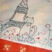 French Kitty Eiffel Tower Hand Embroidery PDF Pattern Instant Download