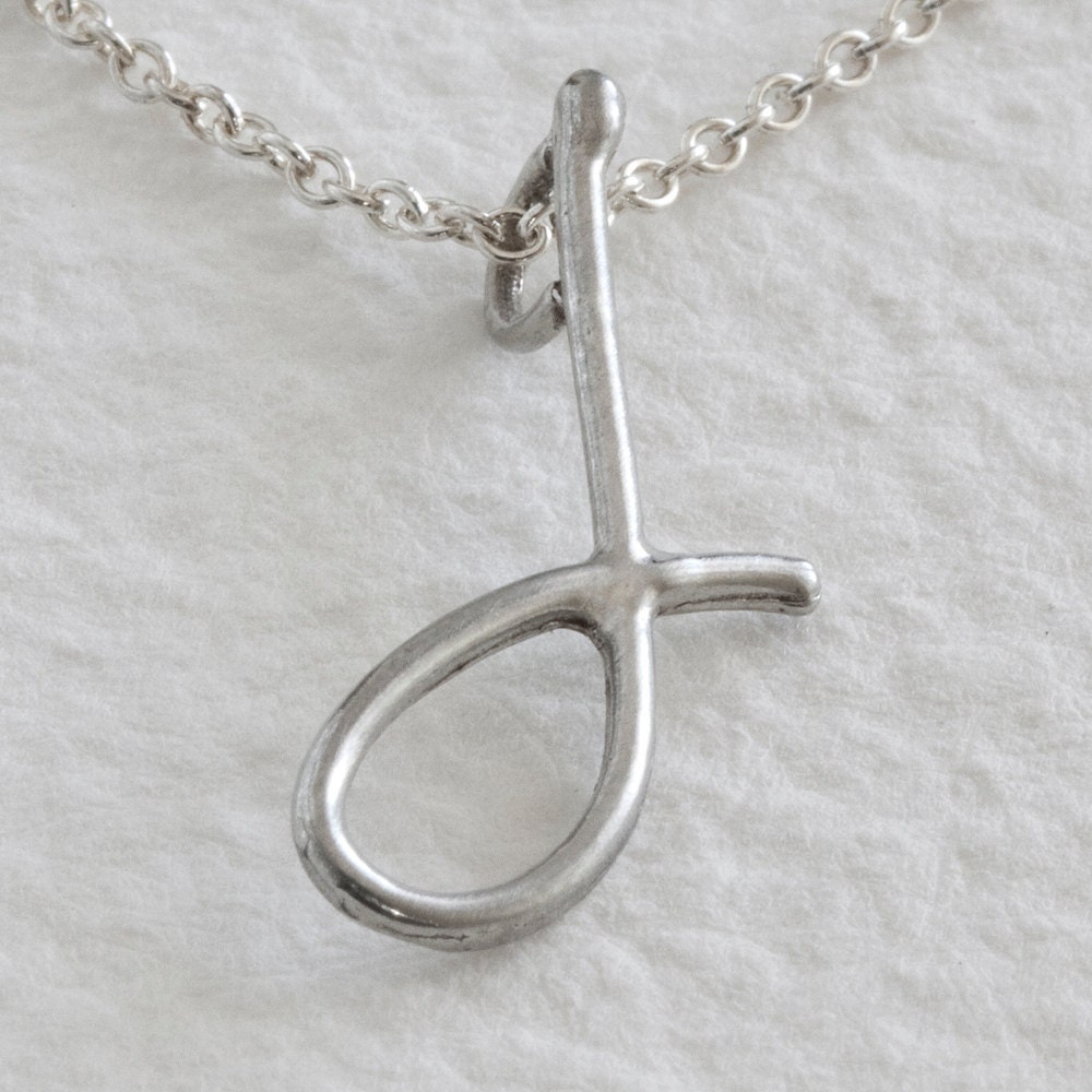 j - sterling silver handwritten initial pendant