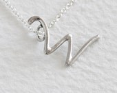 w - sterling silver handwritten initial pendant