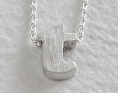 t - sterling silver block letter initial necklace