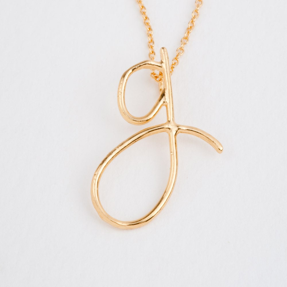 g - 18k vermeil handwritten initial pendant
