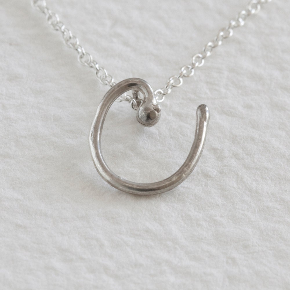 c - sterling silver handwritten initial pendant