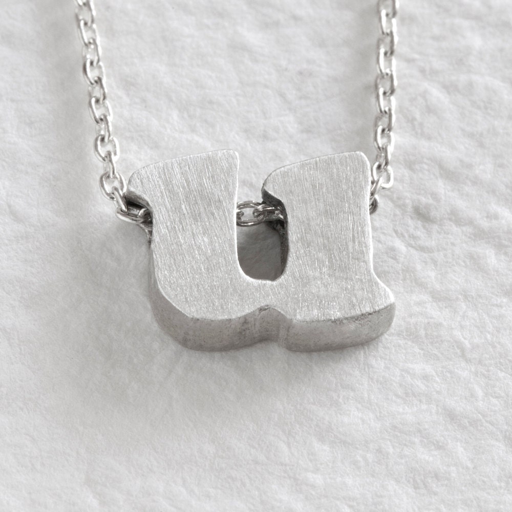 u - sterling silver block letter initial necklace