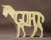 Goat Animal Wood Toy Puzzle Hand Cut with Scroll Saw