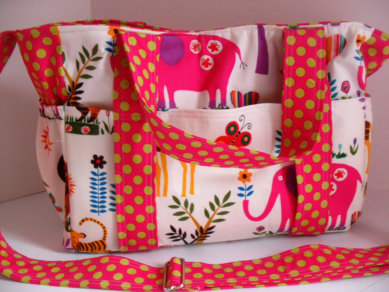 Large Diaper or Carry All Bag in Juicy Jungle Fabric