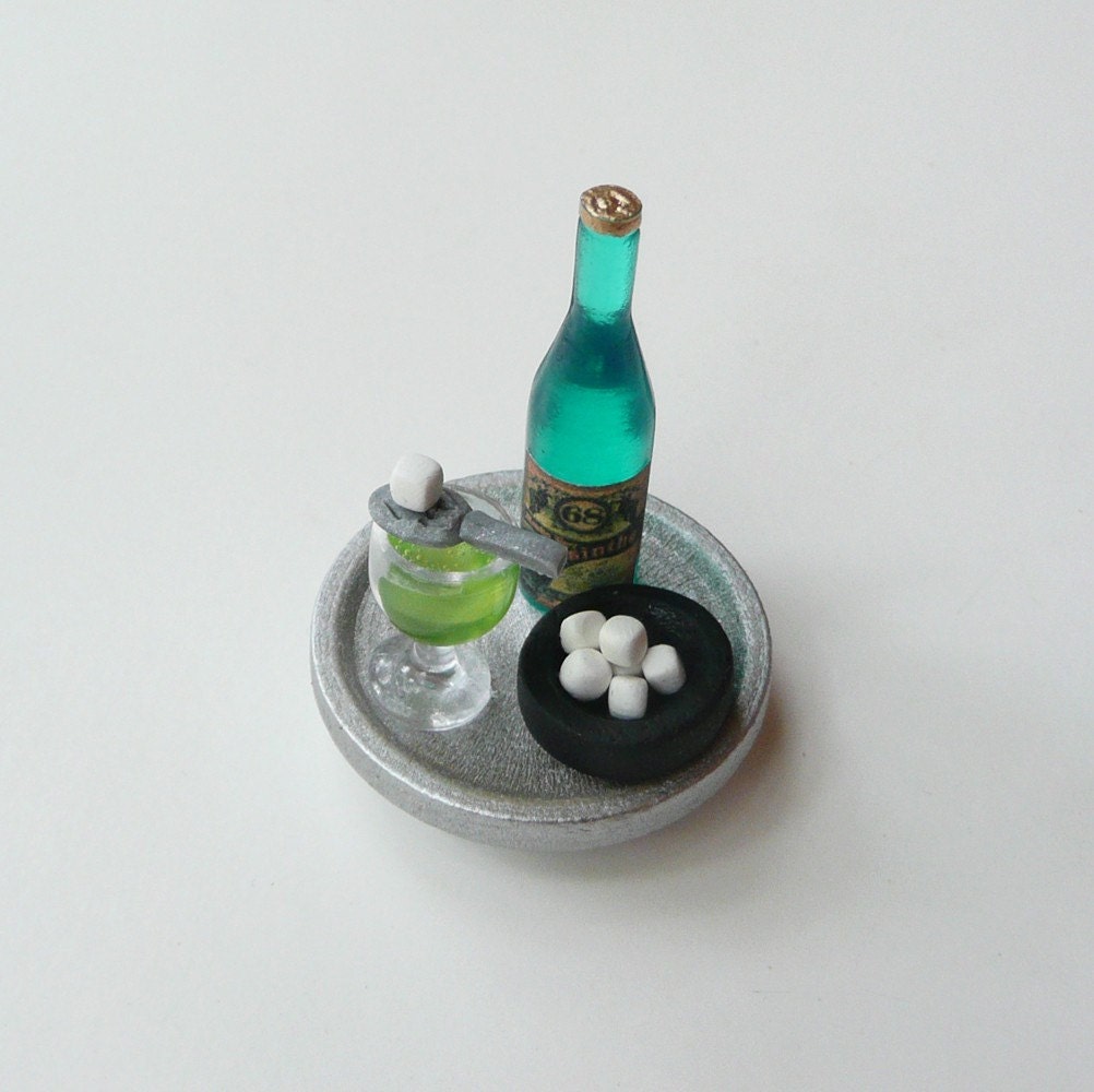 LAST ONE Absinthe Tray - Spirits - Miniature Dollhouse