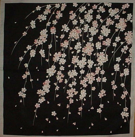 Small Size Cotton 'Weeping Cherry Tree' Furoshiki Japanese Fabric w/Free Shipping