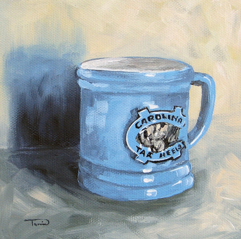 Carolina Tar Heel Coffee Cup 6 x 6 Original Painting on Gallery Wrapped Canvas by Torrie Smiley