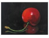 Cherry on Black 5 x 7 Original painting on Ampersand Gessobord by Torrie Smiley