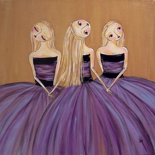 painting original acrylic ballerina dance purple tutu dress ballet