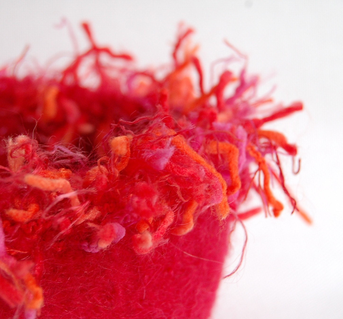 small felted wool bowl garnet red squiggle