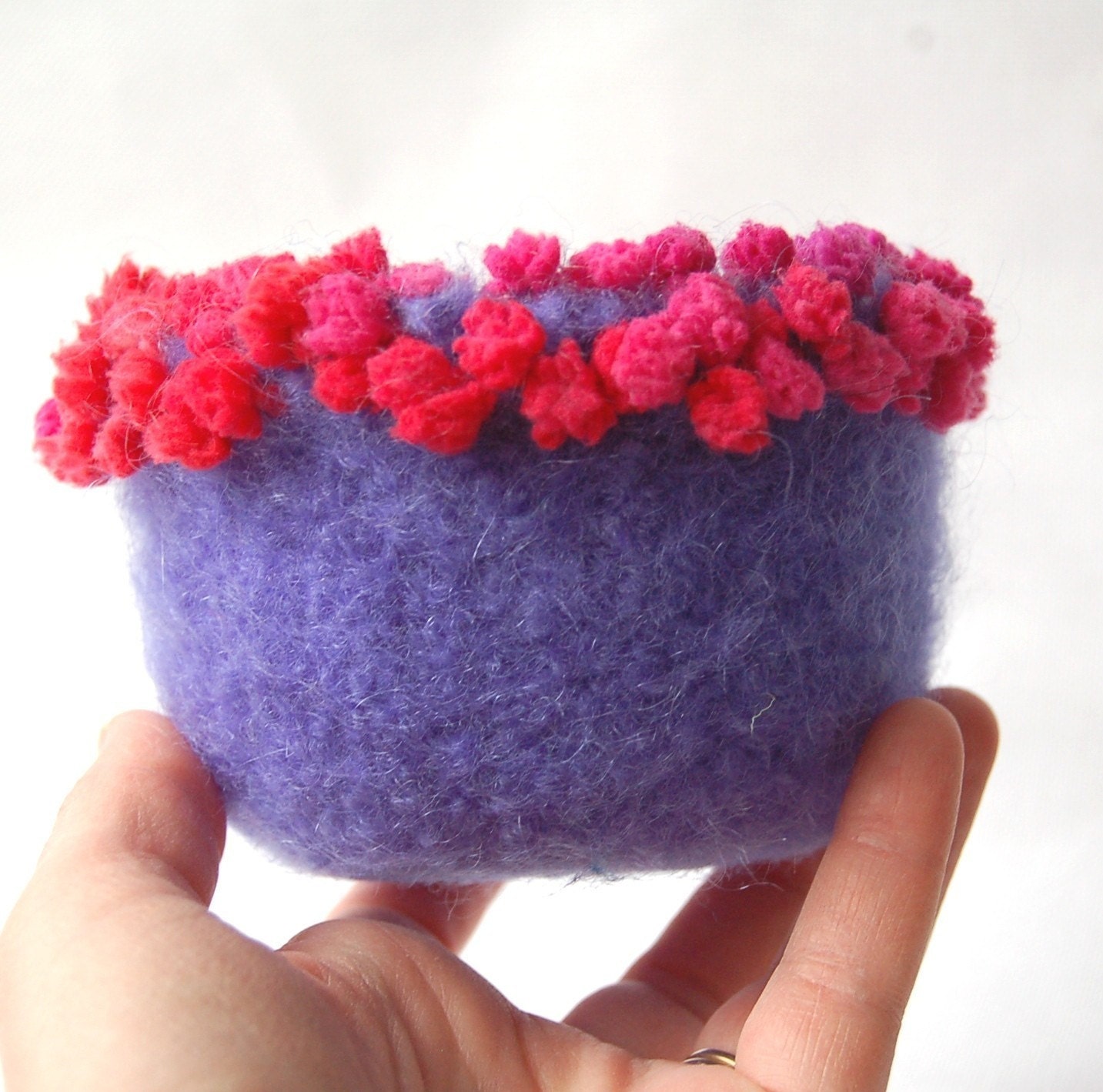 felted wool bowl periwinkle flame