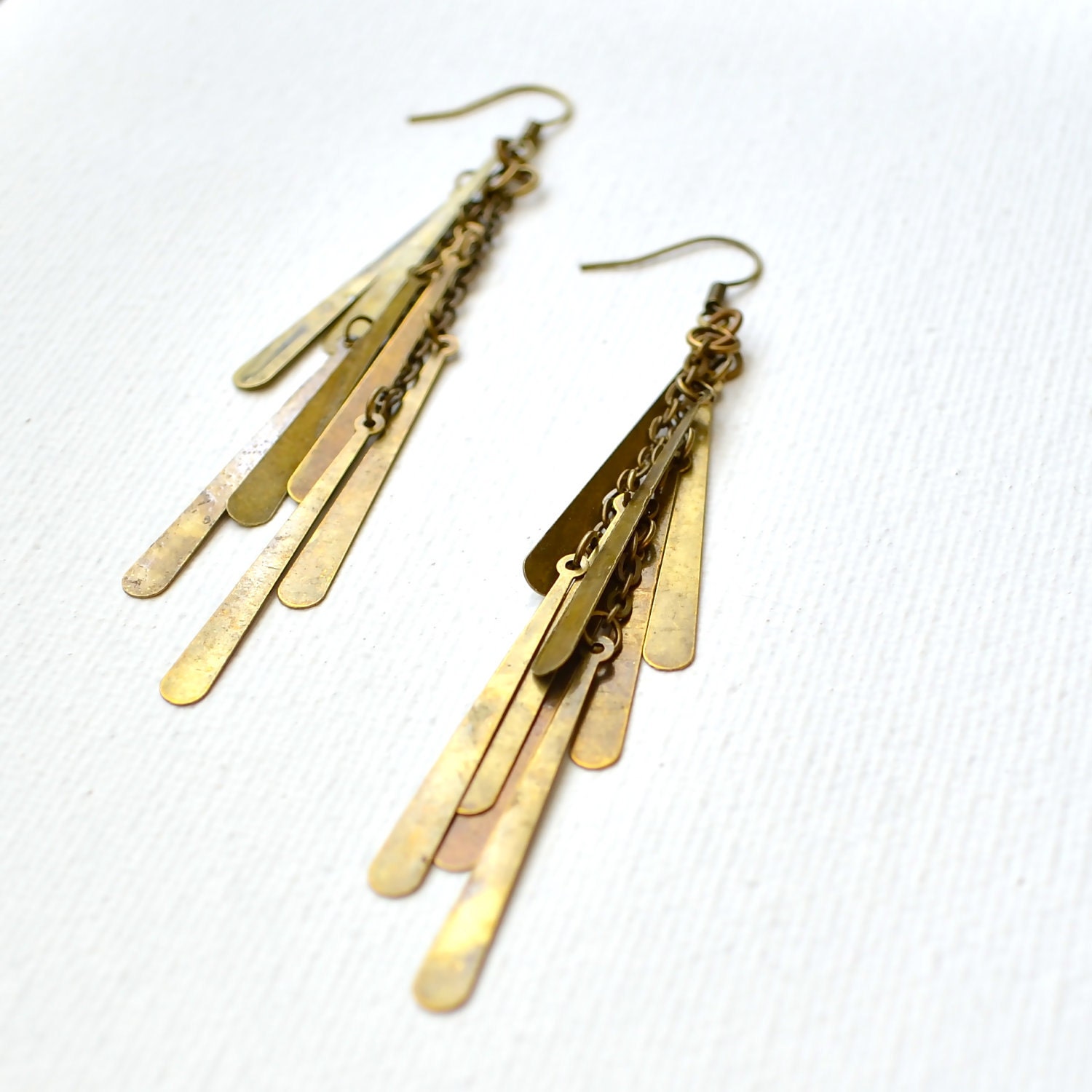 Long Dangle Fringe Earrings : Bronze