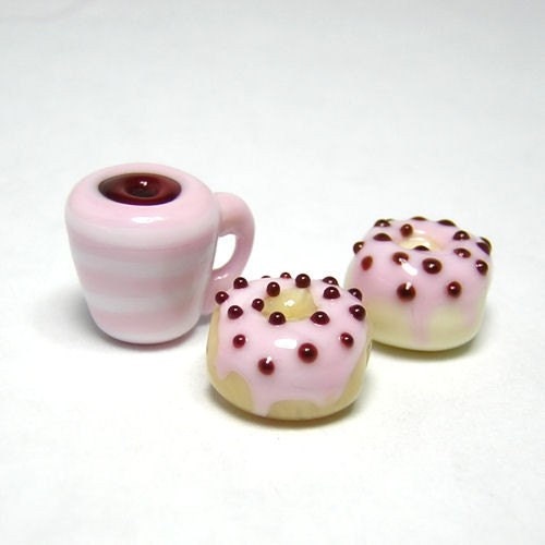 Coffee and Donuts Mermaid Glass Lampwork Beads