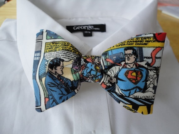 Bow tie made from Superman comics fabric