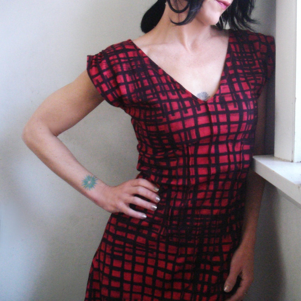 Girl U Want - iheartfink Womens Handmade Hand Printed Plaid Ruffle Mini Dress