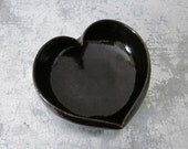 black ceramic heart bowl - 3 1/2 inches - ready to ship