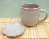 white pottery mug with cloud spoon rest 20 oz large handmade coffee mug or tea cup