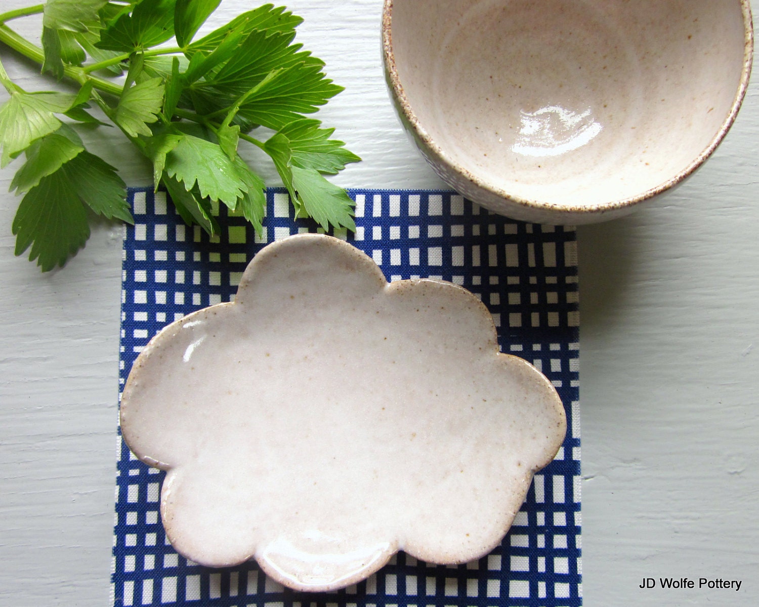 small ceramic bowl with cloud coaster white pottery