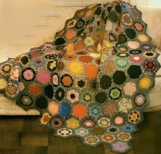 BOHO Crochet Pattern-- Colorful Flower Garden--Granny Afghan --PDF Email Delivery