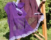 Wool shawl purple and earth nunofelt edge
