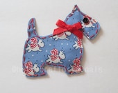 Scottie Dog Pin, Fabric Scottie Dog Pin, Scottish Terrier Brooch, Dog Accessory, Fabric Scrap Scottie Dog Pin, Fabric Brooch