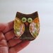 Owl Pin, Fabric Owl Pin, Owl Brooch, Owl Accessory, Fabric Scrap Owl Pin, Fabric Brooch