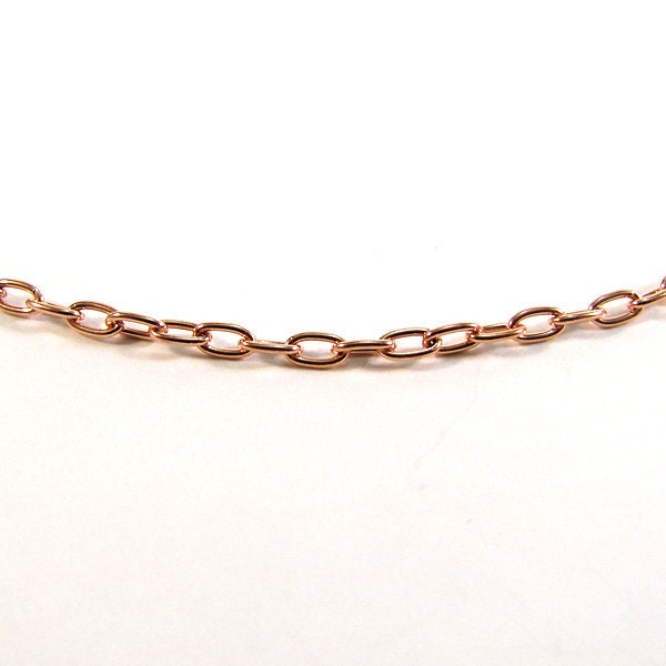 Copper Chain Oval Cable with Lobster Clasp 16 Inch Length