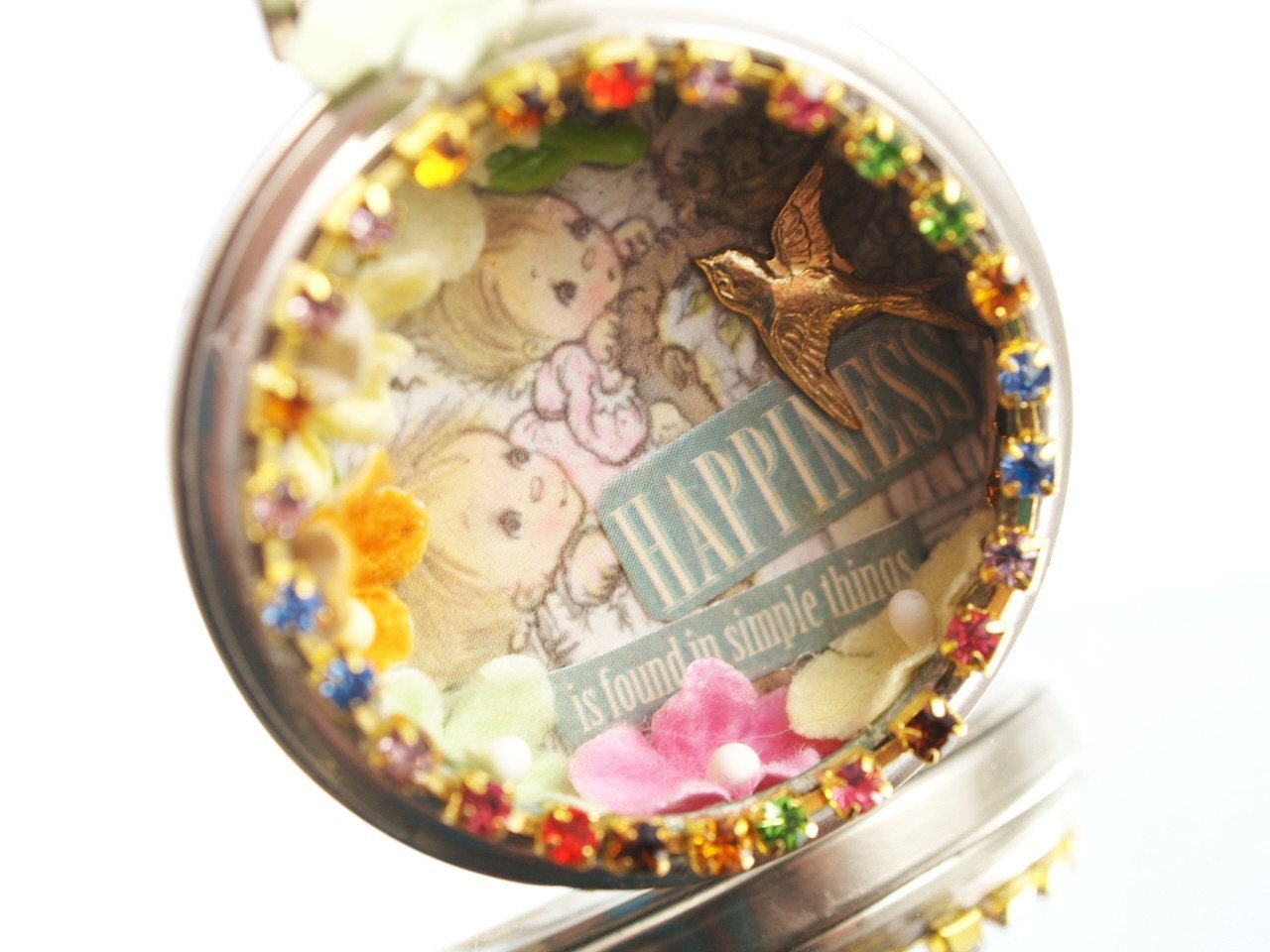 Happiness Pocket Watch Necklace Betsy Clark One-of-a-Kind Pocketwatch Pendant