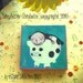 PiGGY Back - Square 6 by 6 Inch Handmade Painting on Canvas - Little Brown Monkey Sleeping on a Cow Pint PiGGY Bank