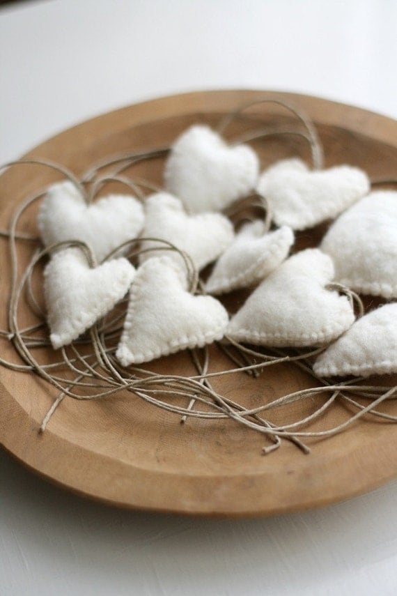 1 White Felt Heart