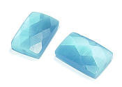 15 Aqua Blue Faceted Rectangle Pillow Cat's Eye Fiber Optic Glass Beads 12mm x 20mm  BEAUTIFUL