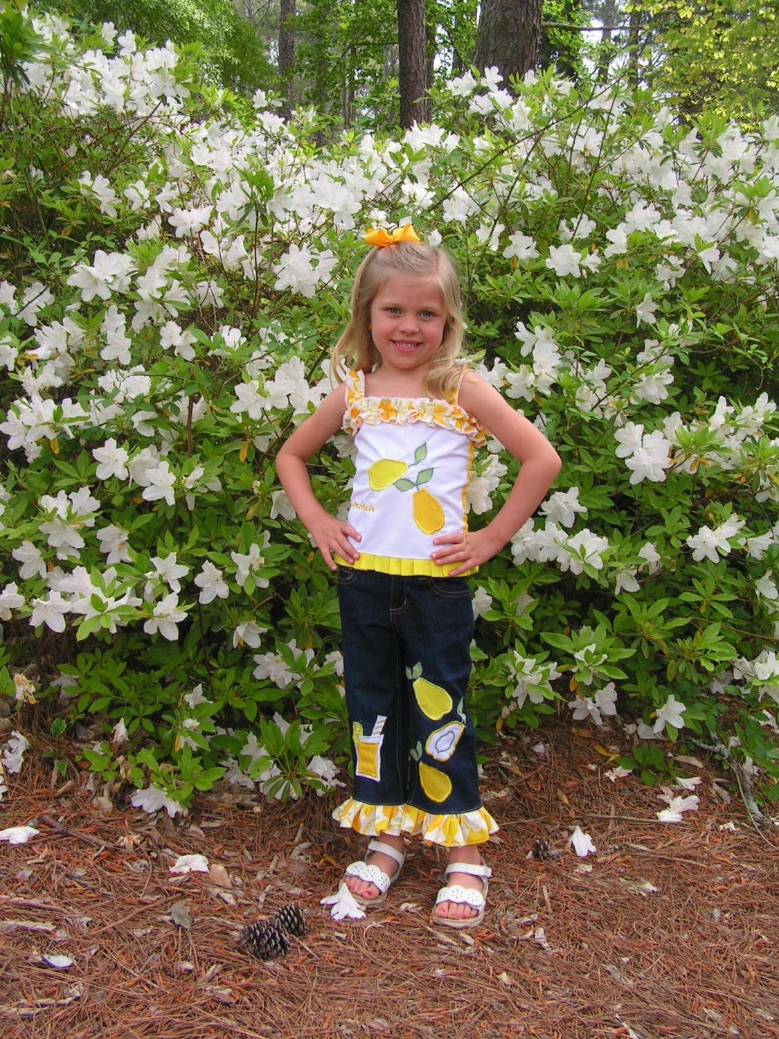2Pc Lemonade capri set perfect for spring and summer Sz 2t-7 custom handmade pageant