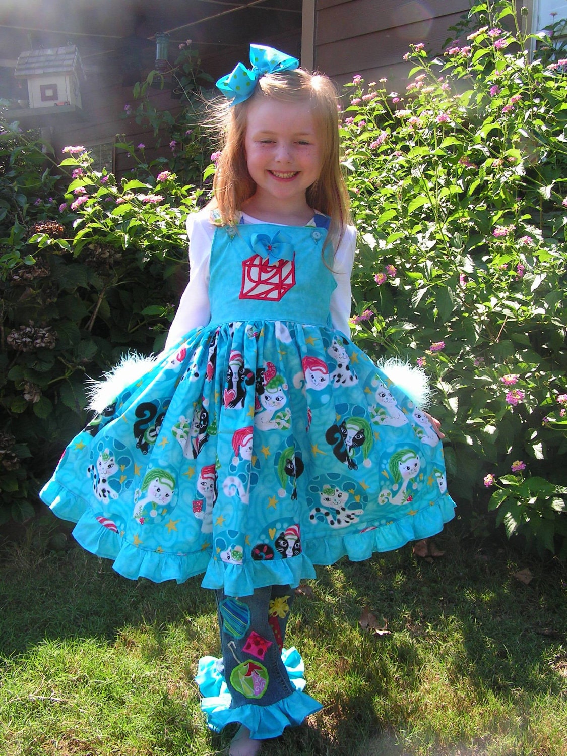 3Pc Christmas Kitty set sz 2 3 4 5 6 7 Pageant custom boutique etsykids
