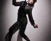 Fitted Black Stretch Steam Punk Satin Pants- Custom size