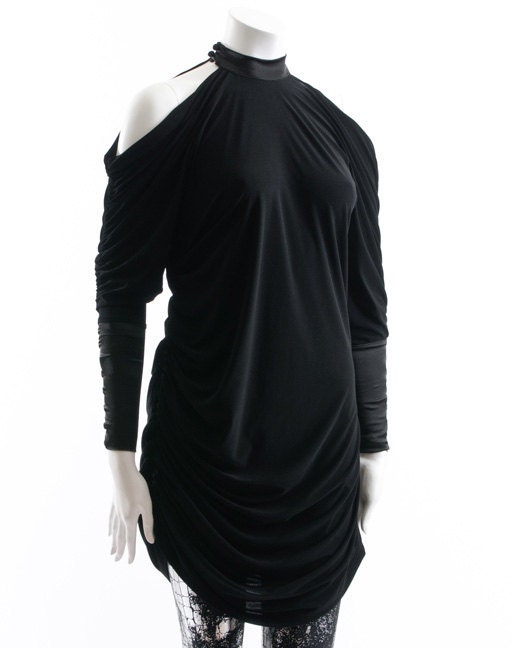 Rouge Black Long Sleeve Jersey Gothic  Tunic Made to order