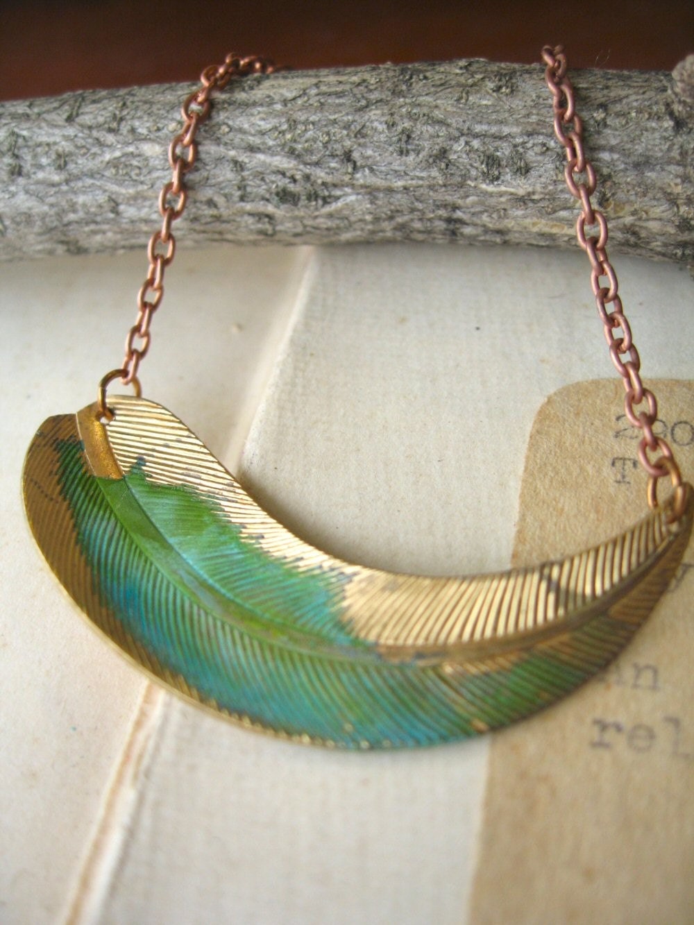 Patina Feather Necklace