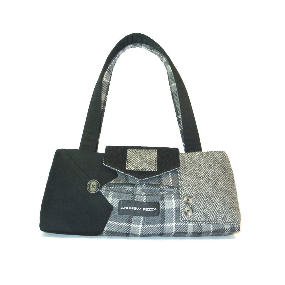 Recycled / upcycled suit coat handbag - Chase No.112