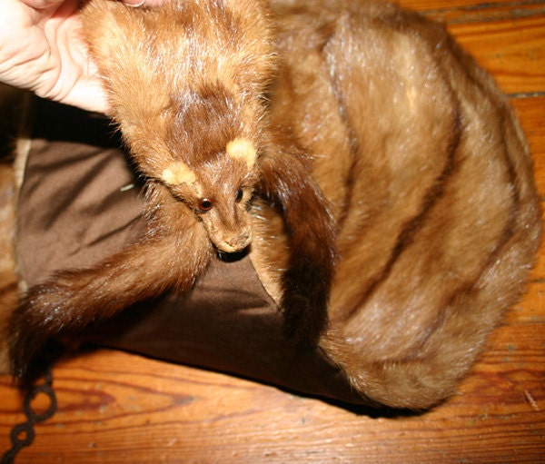 Vintage 1940's Brown Mink Fur 60 Inch Wrap Stole
