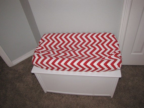 Custom Made Red Chevron Zig Zag Changing Pad Cover