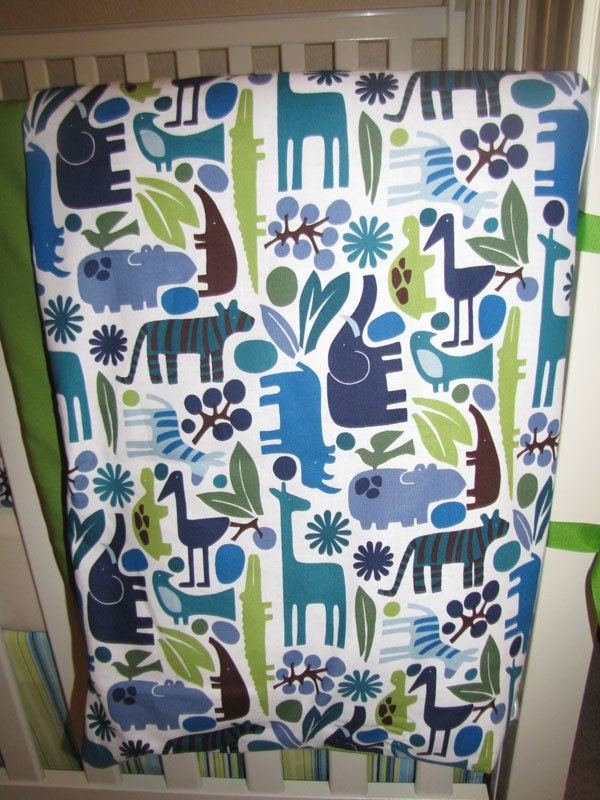 Lime Zoo Baby Blanket