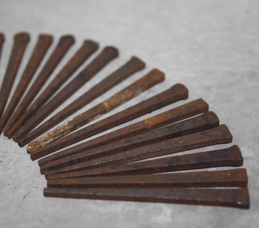 20 Antique Primitive Rusty Square Head Nails by TwoDancingCrows