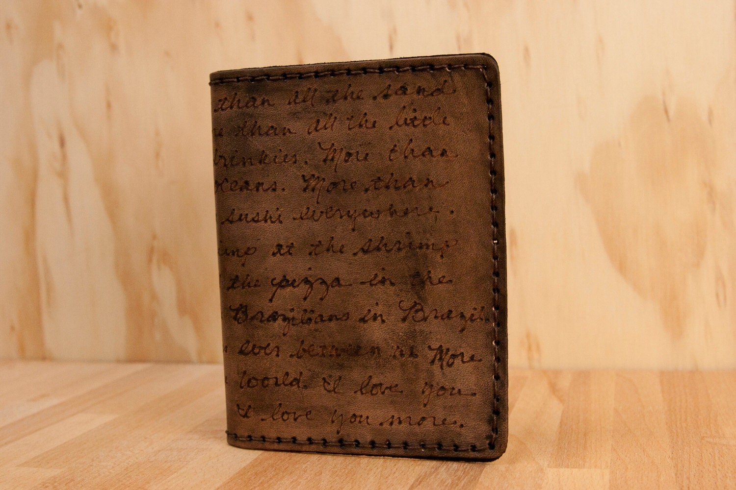 Leather Passport Case - Antique Black - Personalized Smokey Pattern
