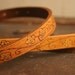 Leather Mandolin Strap - White and Tan - Ginger Pattern with flowers