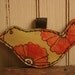 Leather Bird Ornament - Red and Green - Poppy Garden Pattern
