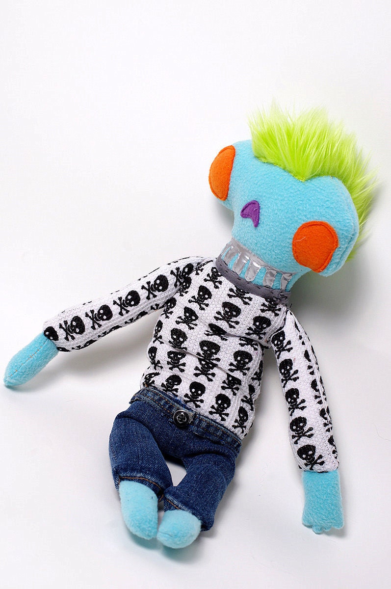 Bowie skully Pants- mohawked skull plush