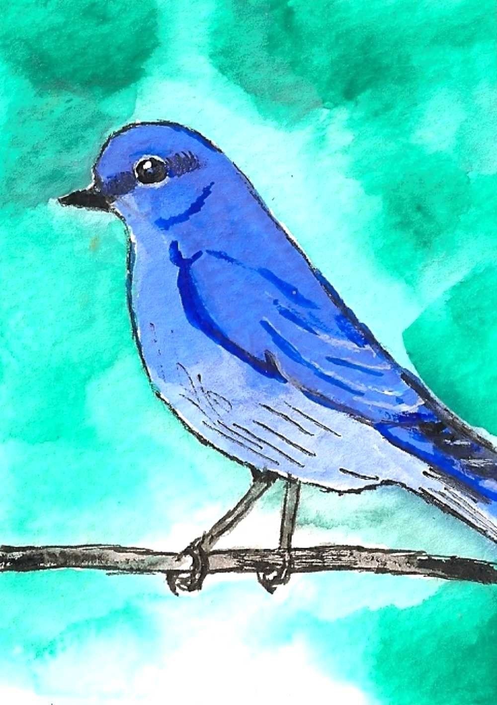 Bluebird ACEO Watercolor Painting