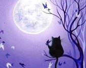 Violet Butterfly Swirl - Illustration by Annya Kai - Modern Whimsical Decor Lavender Purple White Wall Art