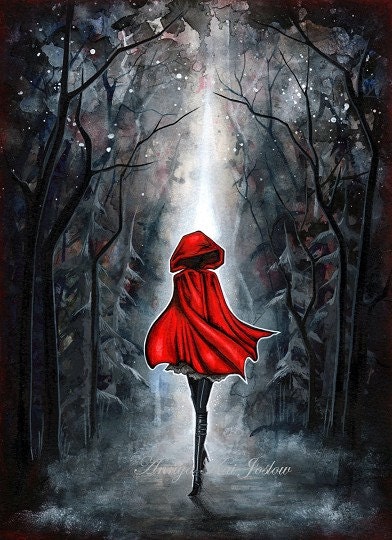 Little Red Riding Hood - Dark Fairytale - Painting Print by Annya Kai