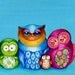 Owl Family Portrait - Owl Decor Turquoise Tiffany Blue Wall Art - Giclee Print by Annya Kai